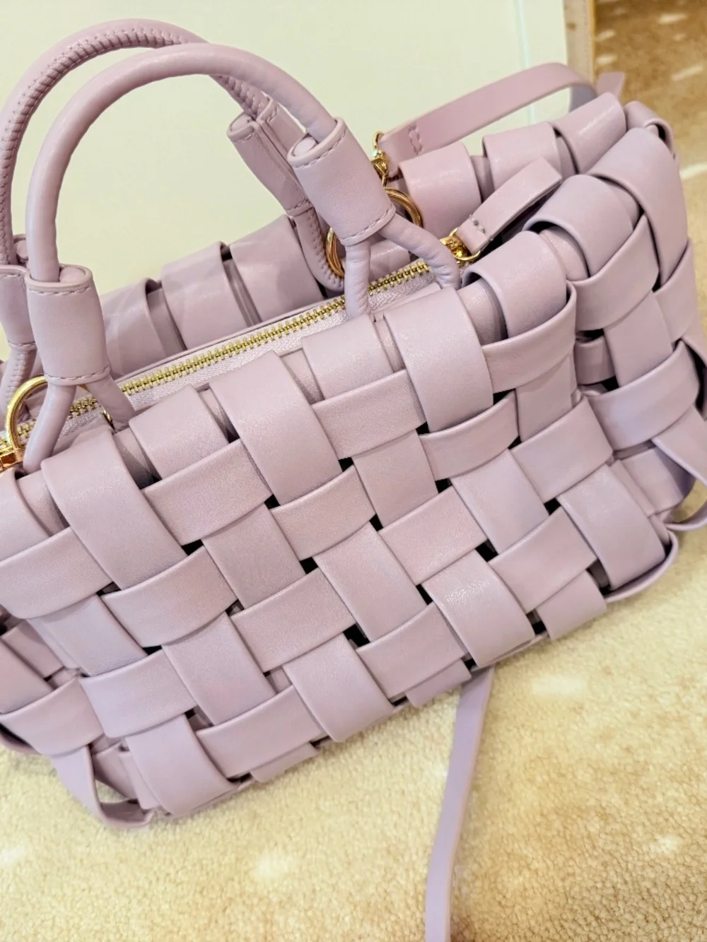 Anthropologie woven top-handle shoulder bag with detachable strap